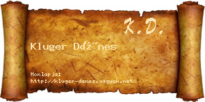 Kluger Dénes névjegykártya